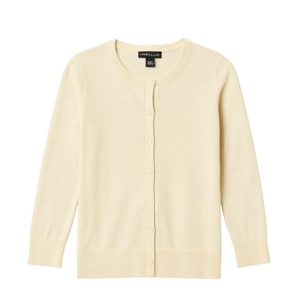 New York & Co Cardigan M Cream Silk Blend Button Front Business Casual - Picture 2 of 7